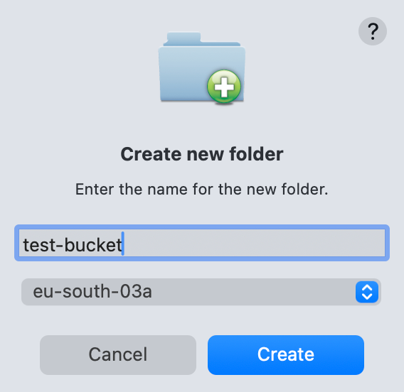 Cyberduck bucket creation