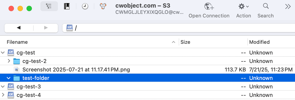 Cyberduck root browser view