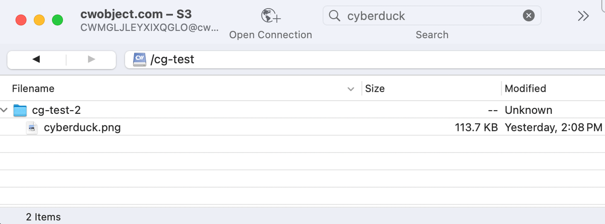 Cyberduck search