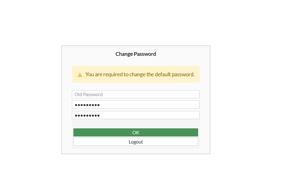 The FortiGate change password prompt