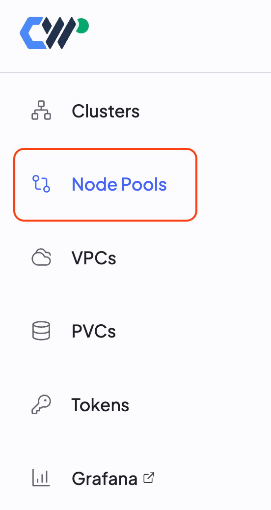 Screenshot showing the location of the Node Pool dashboard link on the Cloud Console