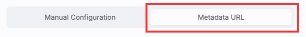 Screenshot showing where to select Metadata URL