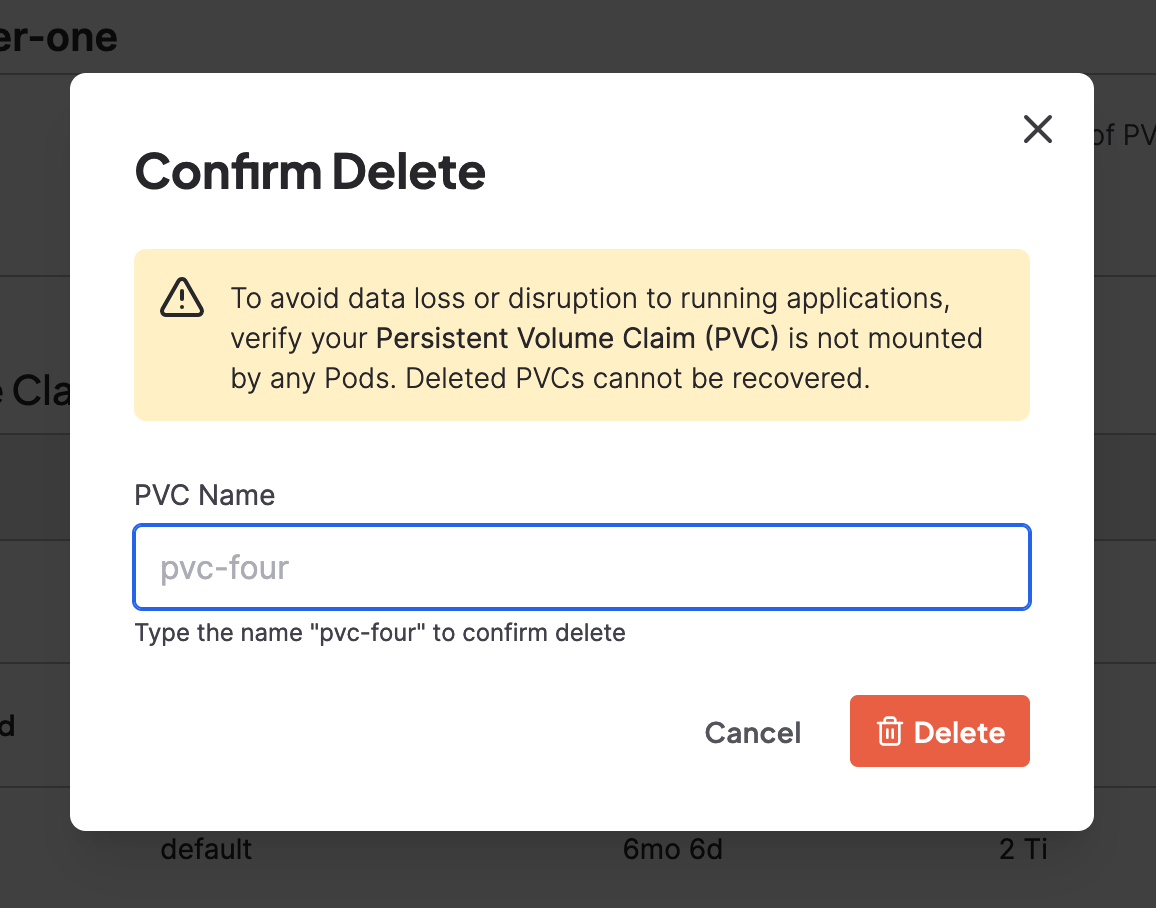 Confirm deletion modal