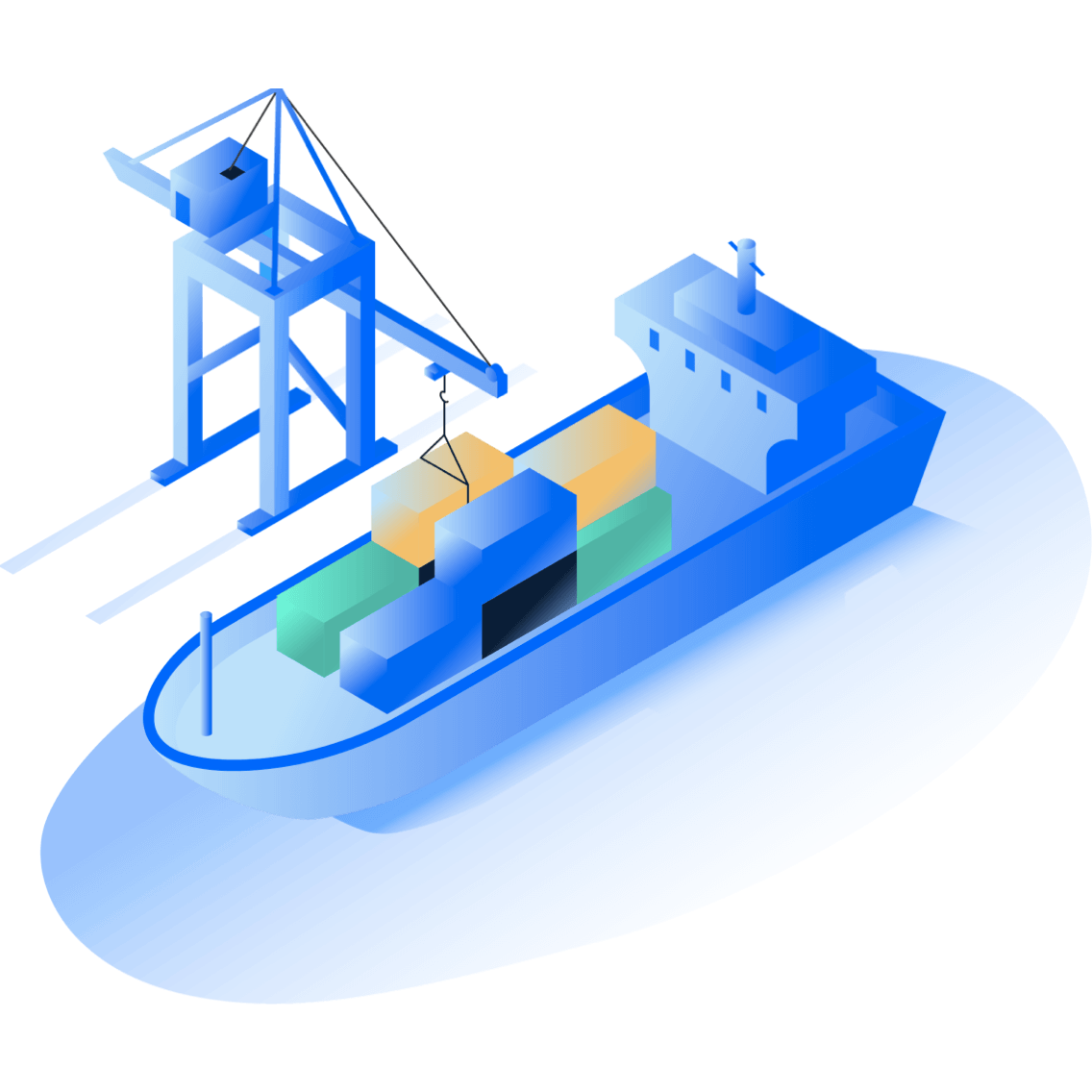 An illustration of a ship with containers on it