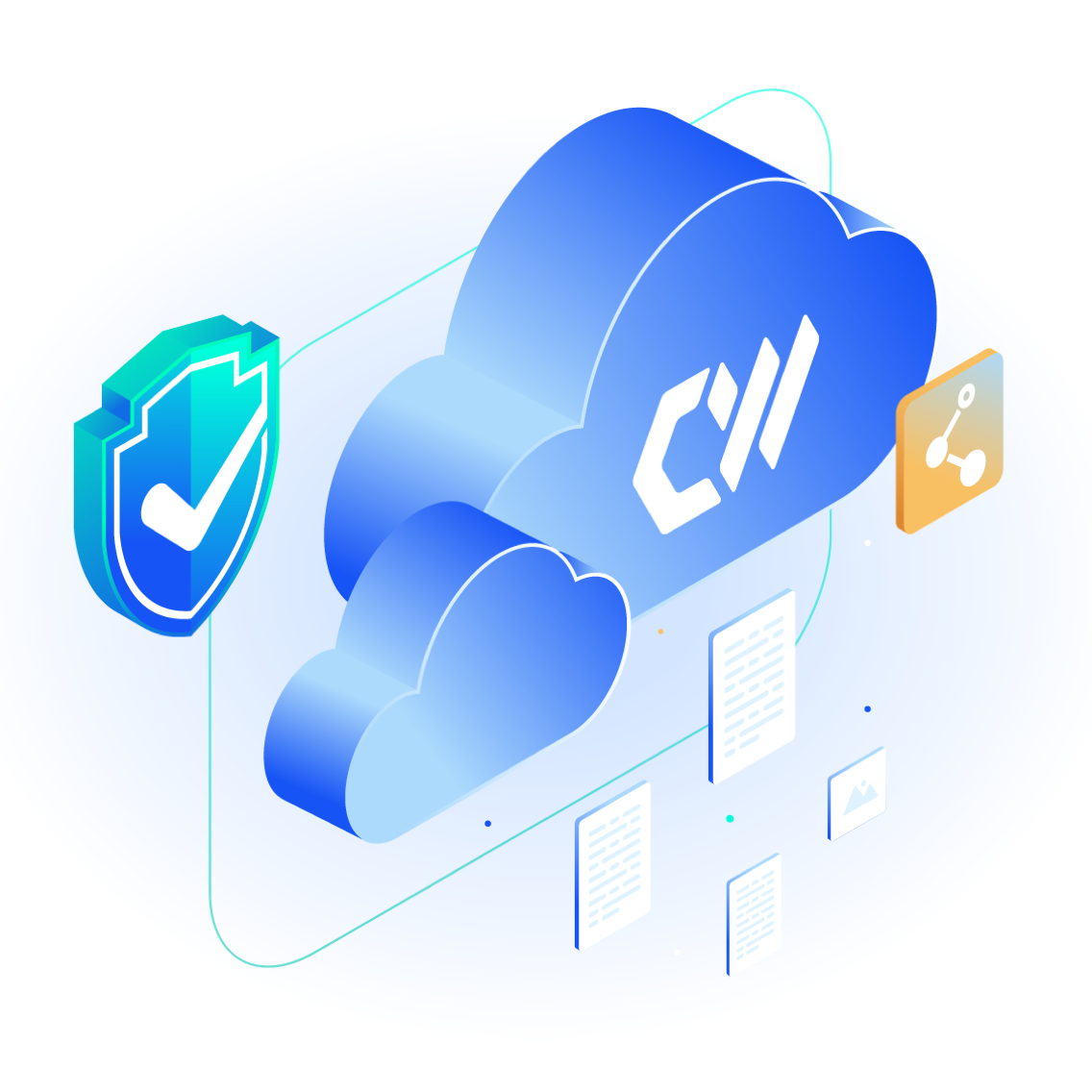 An illustration indicating Cloud storage